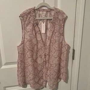 Cloth & Stone Blush Snake Print Sleeveless Blouse Anthropologie